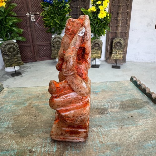 Vintage Rare Hand Carved Marble Stone Hindu God Idol Ganesha Sculpture Figurine - Picture 6 of 11