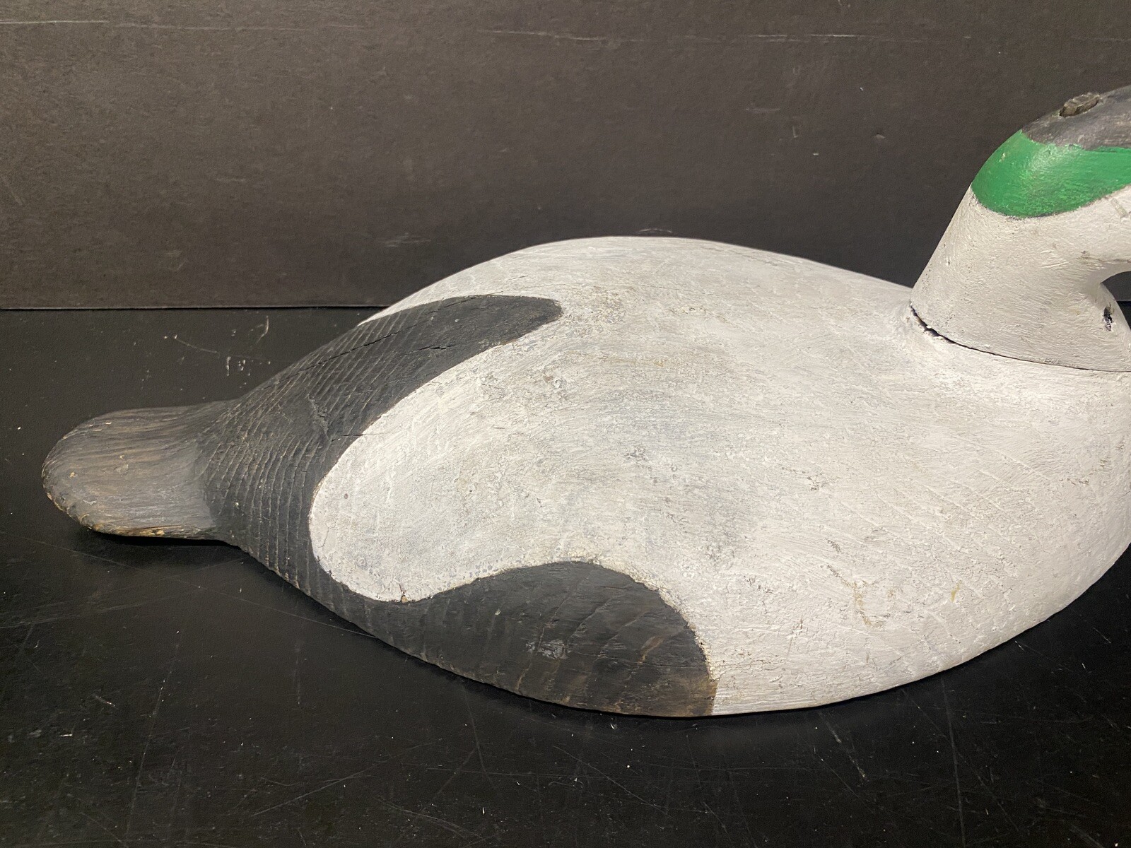 Vint Turtle Back Style Eider Duck Decoy, Plug Head, Repainted