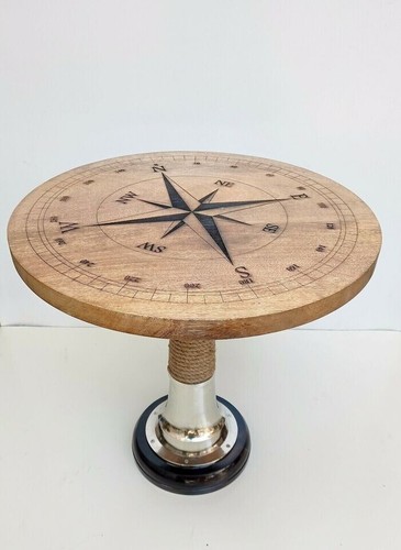 Nautical Compass 24" Wooden Table Coffee Table Garden Table Bar Table Home Decor - Picture 10 of 11