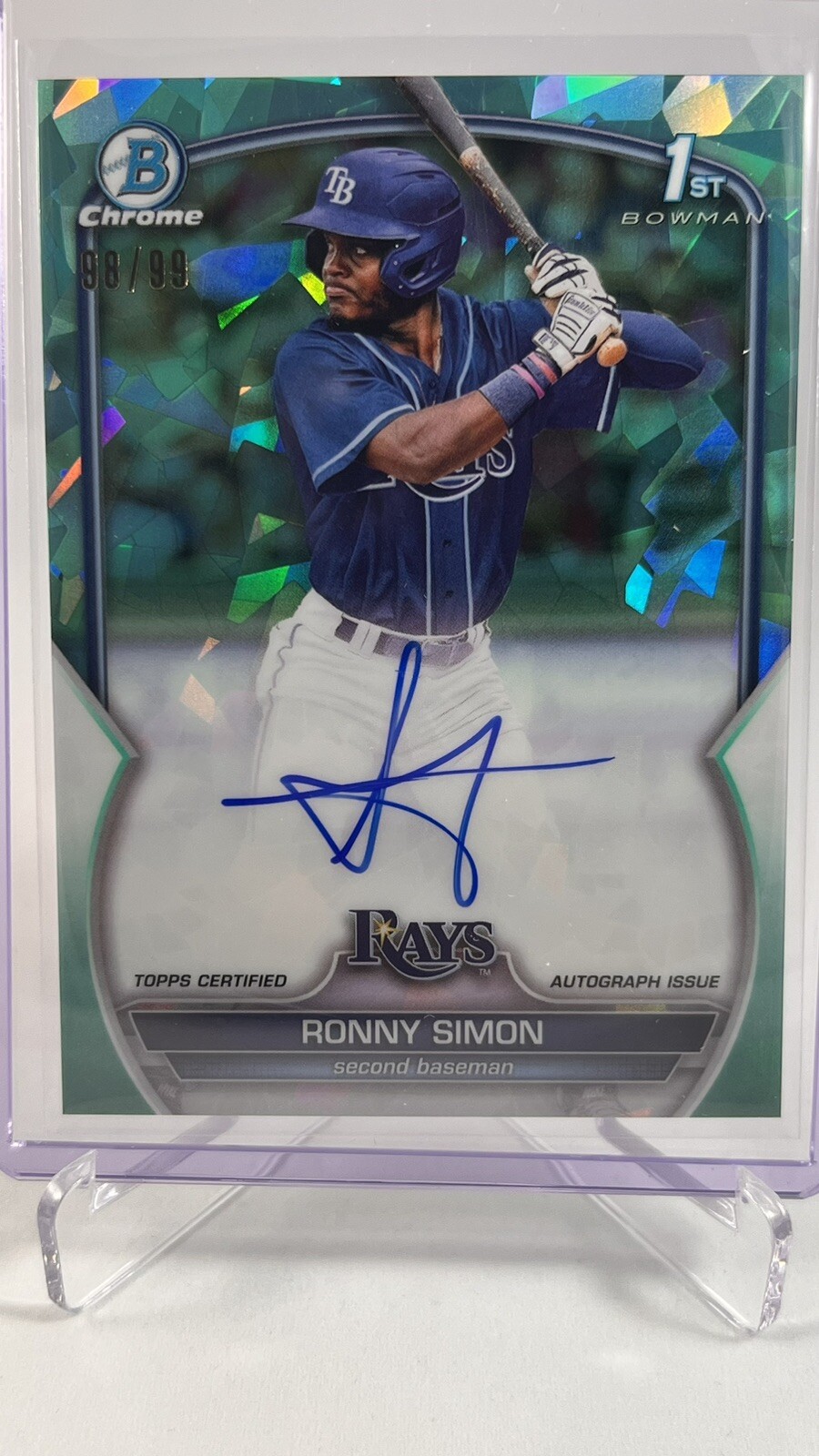 2023 Bowman Sapphire RONNY SIMON 1st Bowman On Card Auto AQUA /99 Rays
