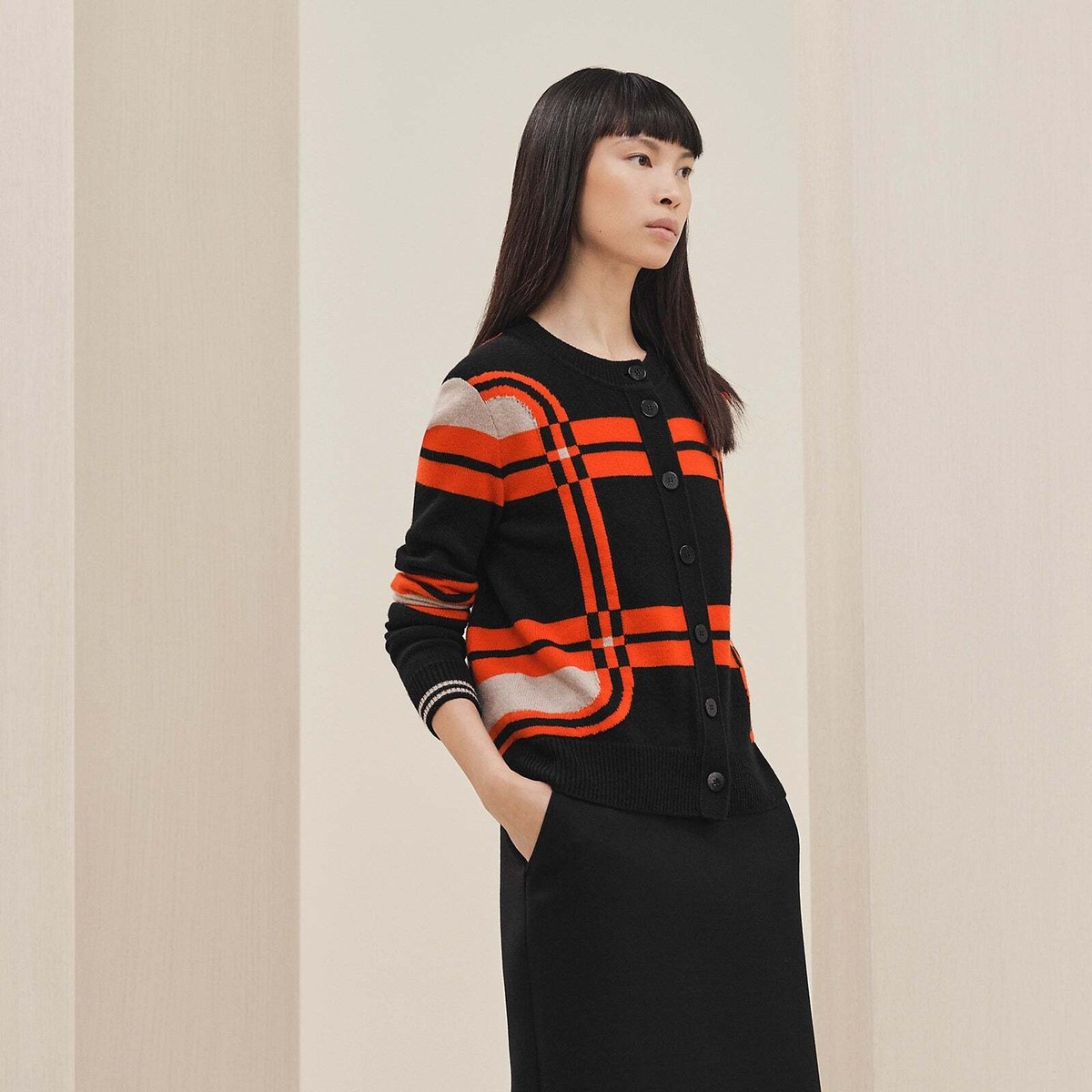 hermes エルメス　カーディガン　シルク　カレ HERMES エルメス クリストフ・ルメール期 セリエ釦 シルクカーディガン