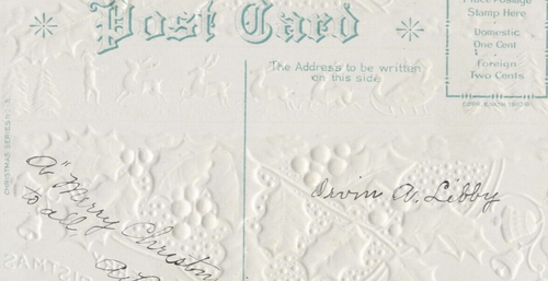 Vintage Christmas Santa Sleigh Reindeer Holly Berries GOLD Gilt E. Nash Postcard - Picture 4 of 4