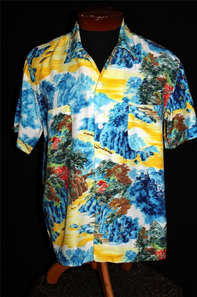 RARE COLLECTIBLE QUALITY 1950'S PENNY'S RAYON HAWAIIAN PRINT RARE COLLECTIBLE QUALITY 1950'S PENNY'S RAYON HAWAIIAN PRINT