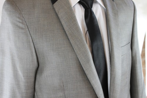 NEW MENS GREY SLIMFIT HALF COLLAR SUIT JACKET WITH TROUSER PANTS SIZE 36-46 - Picture 2 of 4