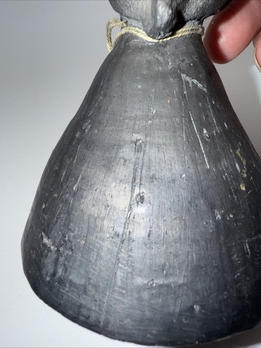 Vtg Handmade Raku Pottery Angel Bell Hands In Prayer 5”Hx 3.5” - Picture 6 of 8