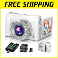 4K Digital Camera with Autofocus & 180° Flip Screen