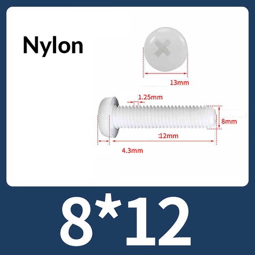 Nylon Plastic M2 M2.5 M3 M4 M5 M6 M8 Phillips Pan Head Bolt Cross Round Screw - Picture 117 of 136