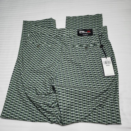 RLX Ralph Lauren Tailored Fit Allover Logo Print Golf Pants Green Mens 32x30 New - Picture 17 of 18