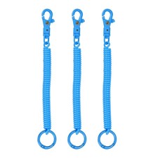Retractable Coil Keychain W Plastic Double Lobster Clasp, 7", Lake Blue  3Pcs 