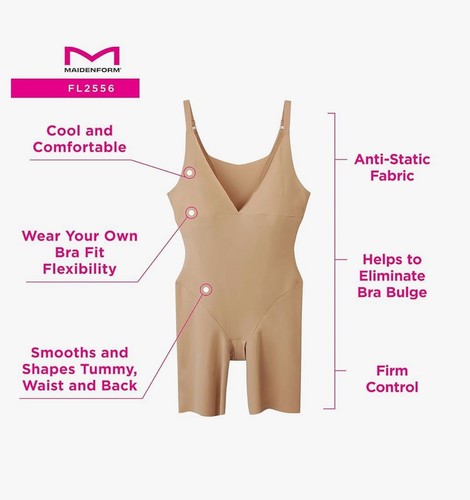 Maidenform Shapewear Bauchkontrolle Body High-Waist Oberschenkel schlanker schwarz Gr. L - Bild 4 von 11