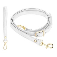 41-49 Inch Adjustable PU Leather Purse Strap with Wristlet, White/Gold