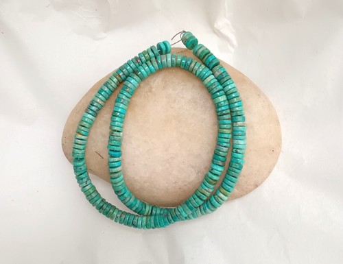 MEXICAN TURQUOISE 6MM HEISHI BEADS - 16" Strand - 5282E - Picture 4 of 4