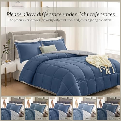 Twin Comforter Set Blue, Comforter Twin Size Bed Set, Lightweight Reversible - Bild 6 von 6