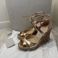 Jimmy Choo Alanah 105 sandali zeppa scarpe balletto metallizzato rosa oro rosa 40,5