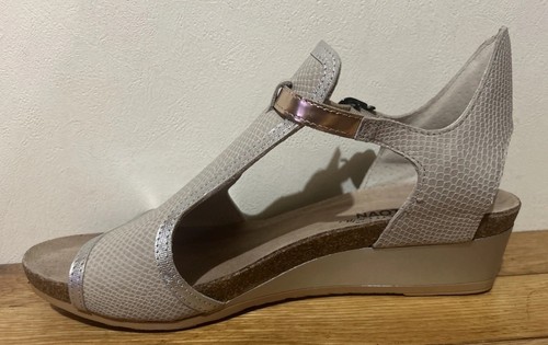 ๐ง Naot Fiona Open Toe Tan/Silver-Gold Leather Wedge Sandals Women's EU42 - Picture 6 of 8