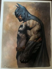 Original Batman Comic Art 12x9in Arches Paper Signed SNOZ