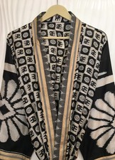 Pure Silk Off White-Black kimono Long Robe Gown Woman Silk Robe Kimono KMO5270