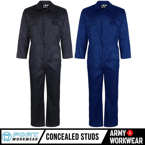 Boilersuit Work Overall Coverall Studded Workwear Mechanics Garage Fort Mens - Picture 1 of 6