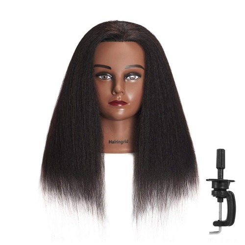 Mannequin Head 14" 100% Real Hair Hairdresser Cosmetology Mannequin Manikin T...