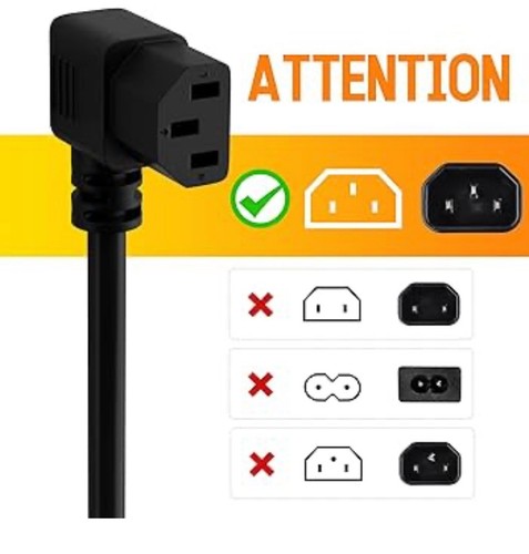 2pk 3 Prong AC Power Cord 12FT - 10A 300V angle 90 Degrees Computer Cable NEW - Afbeelding 7 van 7