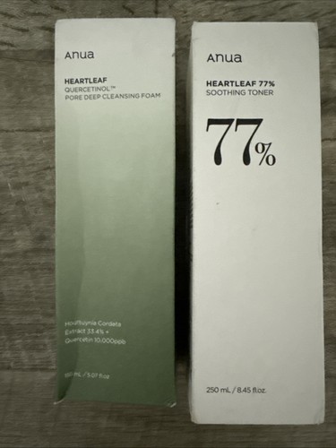 ANUA HEARTLEAF 77% Soothing Toner & HEARTLEAF QUERCETINOL DEEP CLEANING FOAM