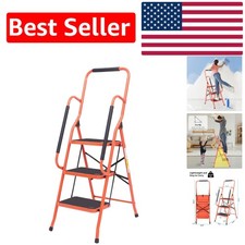 Lightweight Folding Step Stool with Padded Handrails 330lbs Capacity for Home