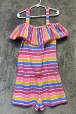 Tommy Bahama Colorful Stripes Shorts Pull On Romper Girl's Size L 10-12 NWOT