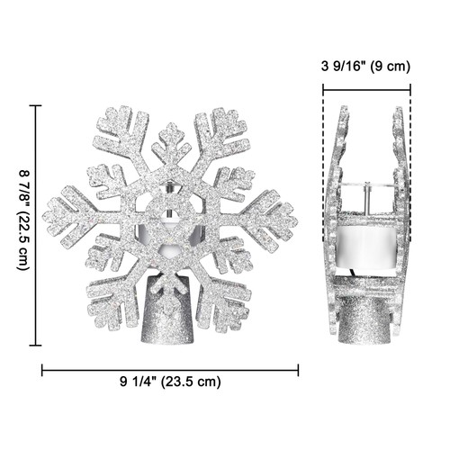 Christmas Tree Topper Star 3D Silver Snowflake Rotating Projector Decoration - Picture 7 of 12