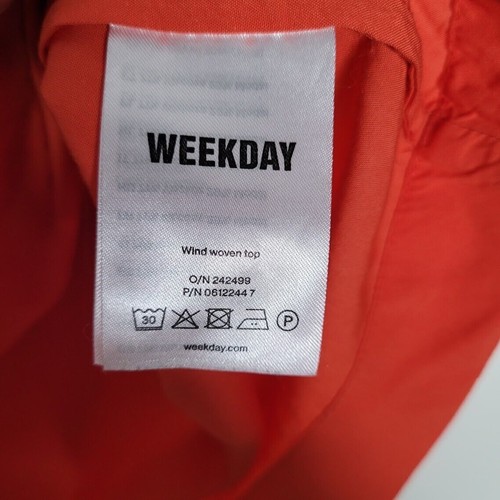 Orange Short Sleeve Top Small Wind Woven Round Neck T-Shirt WEEKDAY - Picture 7 of 9