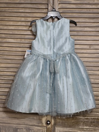 Bonnie Jean Girls Size 5 Blue Shimmer Rhinestone Lace Sleeveless Party Dress NWT - Picture 4 of 6