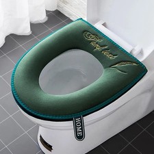 Toilet Seat Cover Soft Thicker Warmer Stretchable Washable Cushion Mat Bathroom