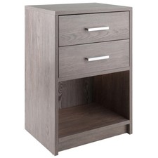 Storage End Table with 2 Drawers  Open Shelf Bedside Nightstand Accent Wood NEW