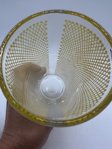 Vintage Mid Century Glas Hand Cocktail Mixer - gelbes Gittermuster - Bild 7 von 7
