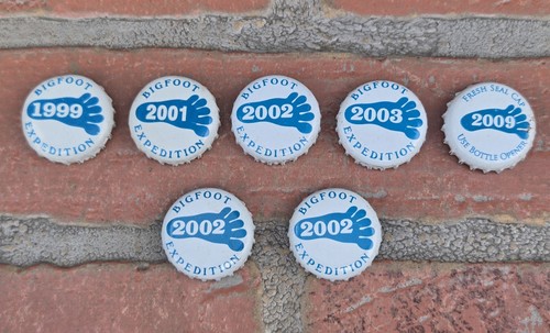 7 Stück Sierra Nevada Bigfoot Ale Bier Flaschendeckel 1999, 2001, 2002, 2003, 2009 - Bild 1 von 4