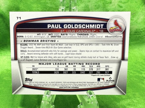 Paul Goldschmidt /125 Blue Pattern - 2023 Bowman #71 Cardinals NY Yankees - Picture 2 of 11