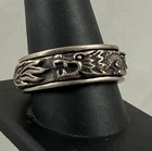 Vintage Sterling Silver Large Men's Dragon Spinner Ring Size 11 - 15.1 Grams