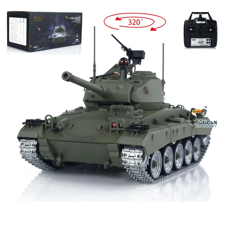 Tongde M24 Chaffee 1/16 RC Tank Infrared Metal Upgraded Wheels Barrel Recoil Toy - Image 4 of 4