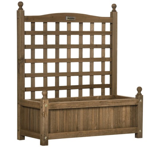 Garden Planters with Trellis for Climbing Vines Indoor Outdoor Brown - Picture 7 of 9