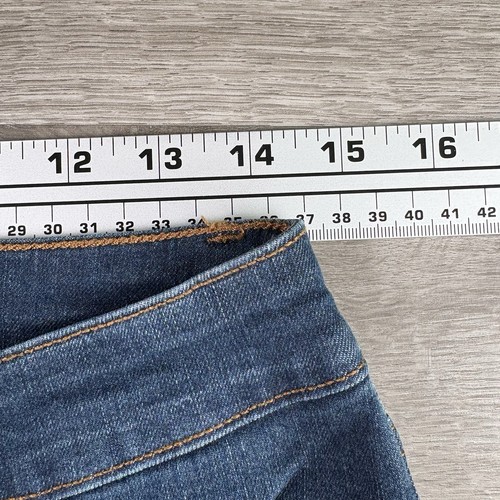 Chaps Damenjeans Größe 10/30 mittelhoher Bund kurz geschnitten Kick Flare grüne dunkle Waschung neu mit Etikett - Bild 12 von 17