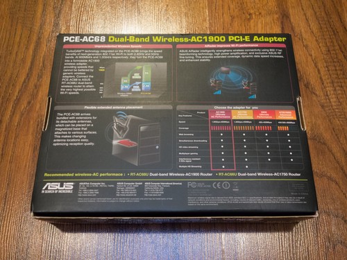 ASUS PCE-AC68 802.11ac AC1900 PCI-E WIFI Internal Wireless Card USED [OPEN BOX] - Picture 2 of 4