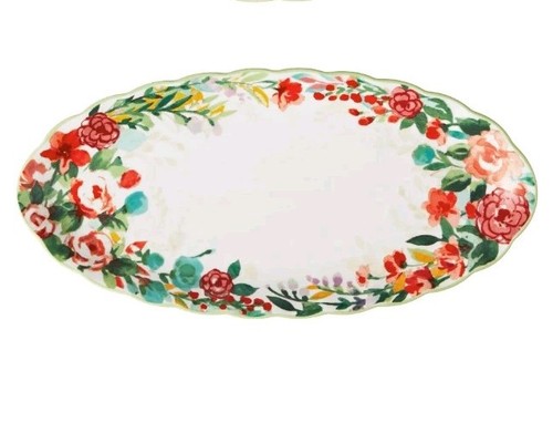 Pioneer Woman ~ PAINTED MEADOW ~ 6.75 x 14 ~ Stoneware Platter Serving Tray (2) - Picture 4 of 6
