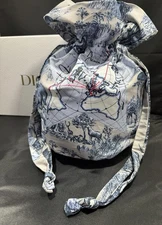 DIOR -Around The World Drawstring Pouch - LARGE 12x12 VIP Authentic Gift