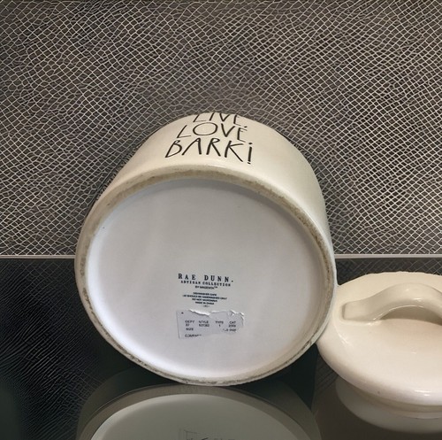 Rae Dunn Dog-Treat Jar, Ceramic Jar and Lid Set for 6 inches, Live Love Bark - Picture 11 of 12