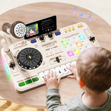 Toddler DJ Mixer Age 3 4 5 6, Electronic Musical DJ Toy Sets for Kids with Light