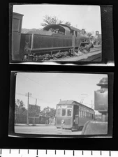 Vintage Steam Locomotive & Electric Streetcar Lot of 2 Film Negatives T5V