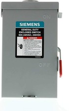 SIEMENS 2P 60A 240V General Duty Safety Switch Outdoor, Fusible ANSI 61 Grey 