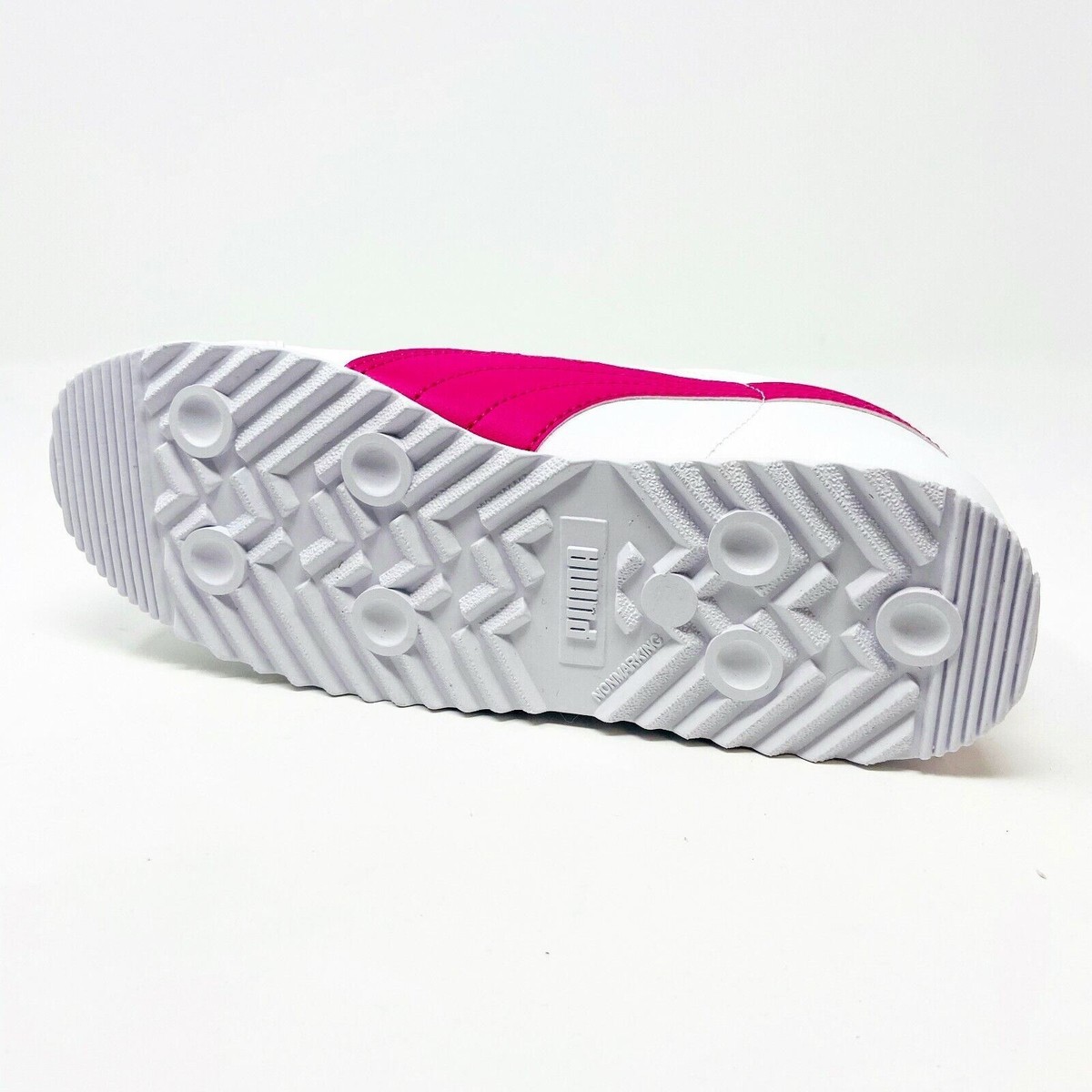 Puma Roma Basic White Fuchsia Purple Preschool Size 3 Sneakers