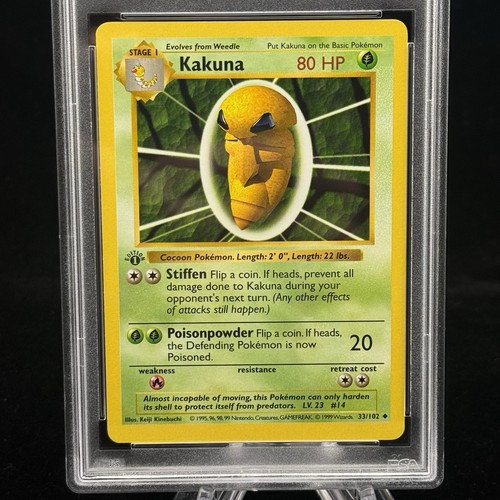 Kakuna #33 1° Edizione Set Base 1999 Gioco Pokémon PSA 9 🍃 - Foto 2 di 3