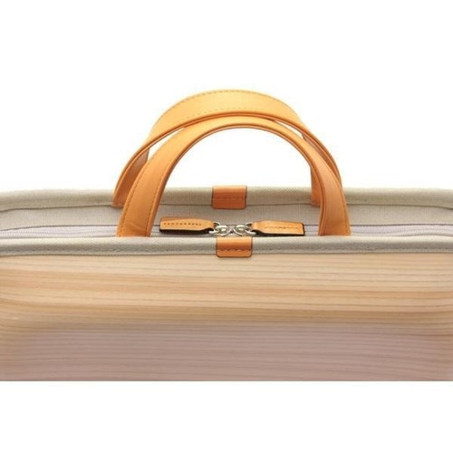 Monacca Kaku BK-P Wooden Laptop Bag B4 Size 17 inch Zipper Case Made in Japan - Picture 4 of 5