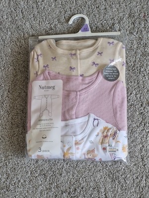 Muskat Baby Schlafanzüge 3er Set bis 6 Monate mit Kratzhandschuhen